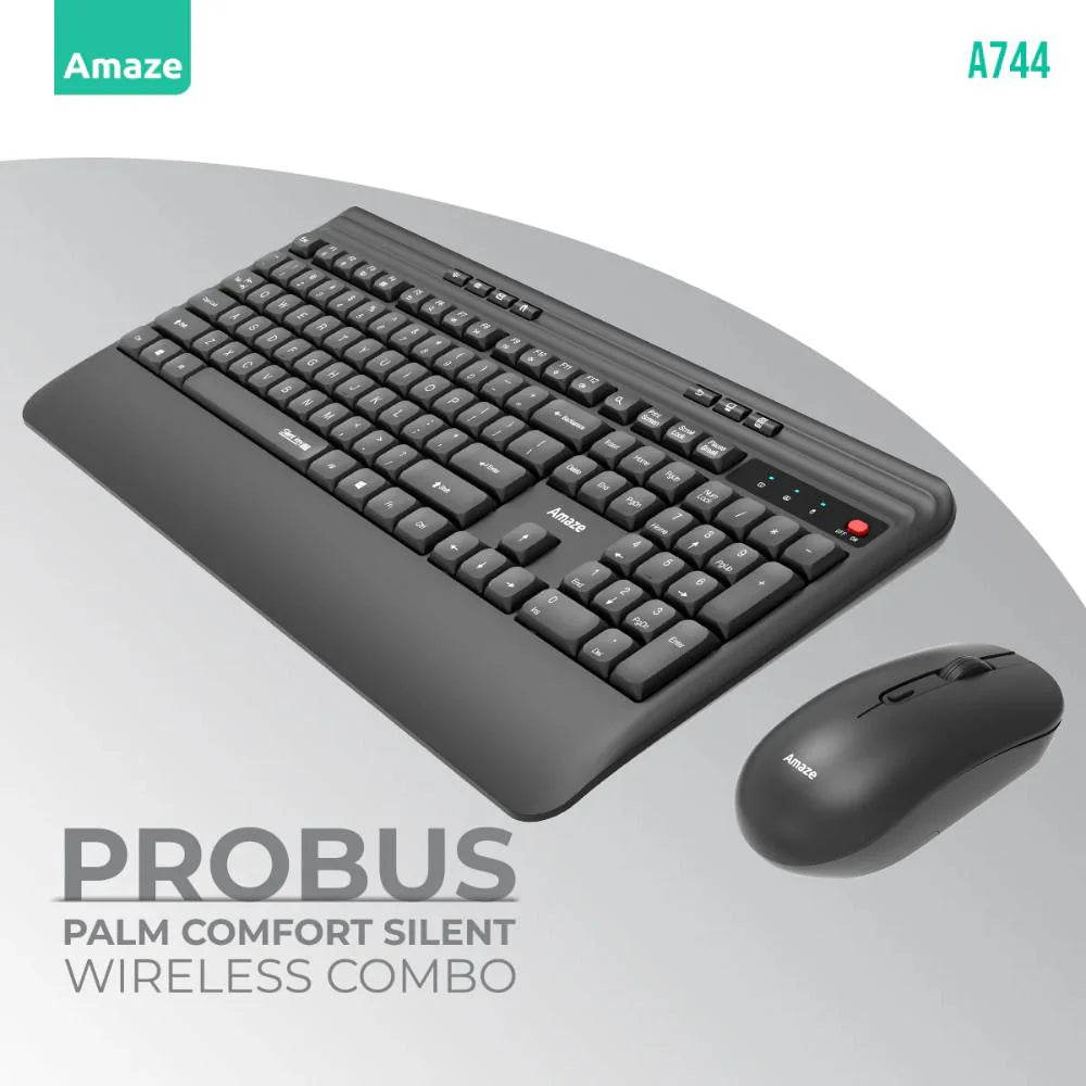 Amaze Probus Palm Comfort Silent Wireless Keyboard and Mouse Combo A744